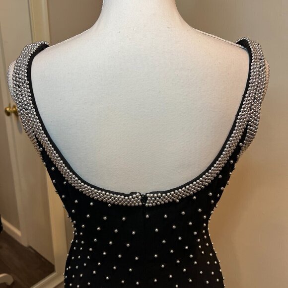 Carmen Marc Valvo Collection Black Beaded sleeveless Cocktail Dress, Size 8 - Picture 11 of 16